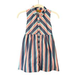 Penelope Mack Beautiful Couture Multicolor Collared Striped Kids Dress Sz 5